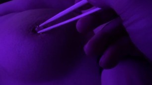 Chopstick pierced breast play