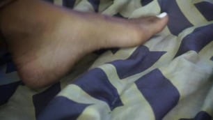Perfect white toes next to sleeping boyfriend