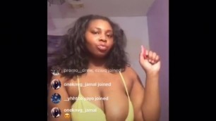 Thick ebony twerks with no panties & nipslip