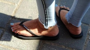 Shelly's candid feet at the bus station - part 2