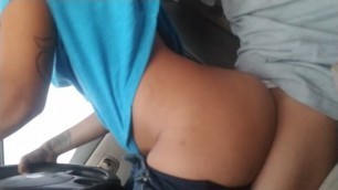 Hot Latina rides a big cock while driving a stolen car! almost crashed!