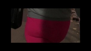 See through pink leggings in public