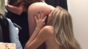 two lesbian play in fitting room