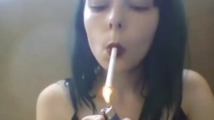 Black Haired Teen Smoking all White 100