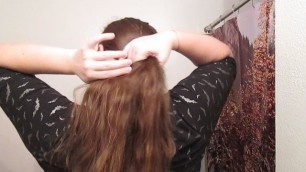 Taking out a Lazy Bun with Long Curly Hair