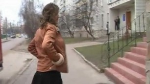Russian girl puts dildo into pussy