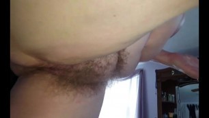 putting on lotion, her big hairy bush,tits, big ass, bra