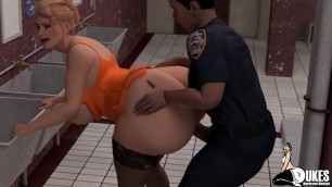Big booty white milfs get fucked at the bar and inside a prison bathroom